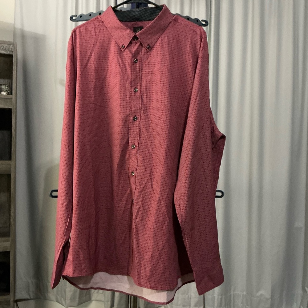 Michael Stratham Modern Fit Red Button-Up Shirt